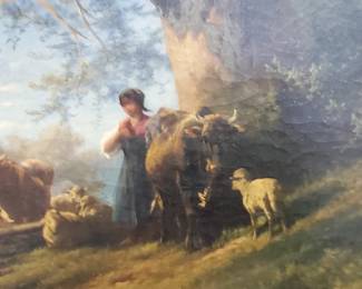 large 19th c. oil painting