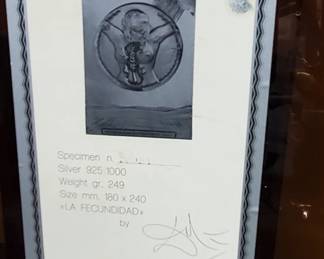 "La fecundidad" rare artwork by Salvador Dali - relief in 925 sterling silver, limited edition numbered. 