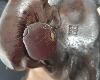 Japanese Meiji period - Bronze sculpture of an Elephant being attacked by Tigers.   