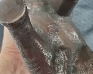 Japanese Meiji period - Bronze sculpture of an Elephant being attacked by Tigers.   