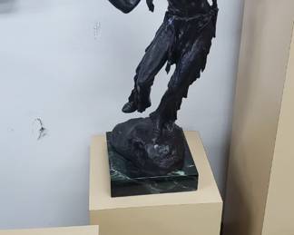 "Indian Hunter" large bronze sculpture by Elie Hazak