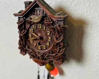 Miniature LUX wall clock. Cuckoo clock. Estate sale price: $50