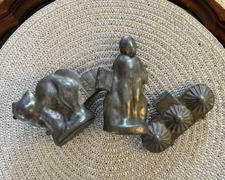 Antique pewter ice cream molds.
Left: Rare cat. $50
Center: Rare Sailor. $120
Right: Daisies. $25