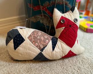 Quilted cat pillow doll. Vintage. Excellent condition. Estate sale price: $30