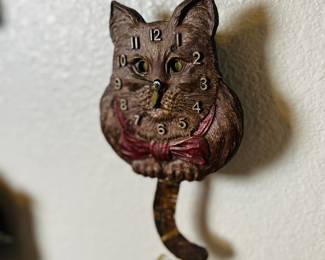 Miniature LUX wall clock. Keebler Cat with moving eyes. Estate sale price: $225