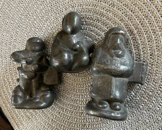 Antique pewter ice cream molds.
Left: Cupid on clouds. $40
Center: Buda. $20
Right: Rare Santa Claus. $90