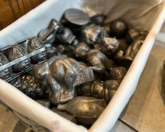 30+ antique pewter ice cream molds. All different.