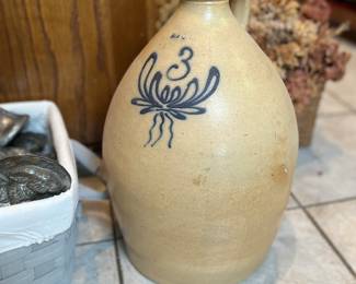 Three-gallon T Harrington / Lyons stoneware jug.
Estate sale price: $220