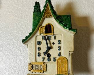 Miniature LUX wall clock. 1930's Dutch cottage cuckoo style. Estate sale price: $100