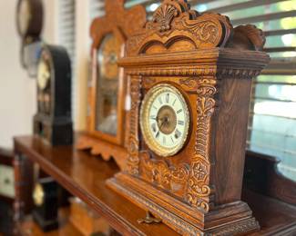 1880's Ansonia 8-Day "Magenta" mantle clock. Approx. 17 inches tall. Fully functioning. Estate sale price: $195