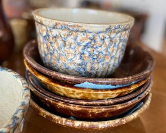 Antique red wing spongeware bowl. Estate sale price: $90