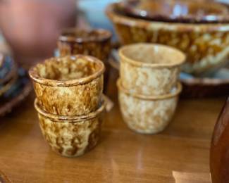 Antique Rockingham glazed pottery. Various prices.