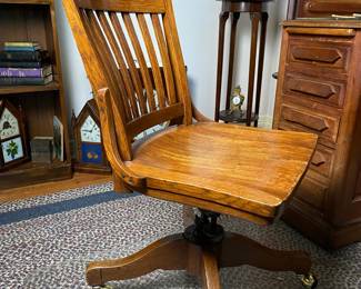 Antique Sikco oak industrial chair. Estate sale price: $65