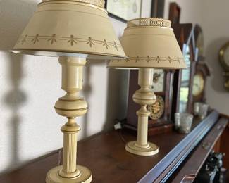 Pair of Tole Ware French lamps. Set of 2. Estate sale price: $110.