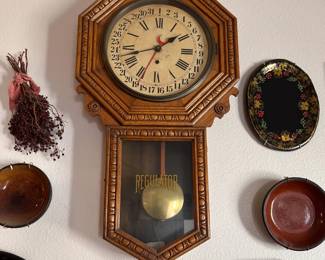 Antique New Haven regulator eclipse wall clock. Estate sale price: $225