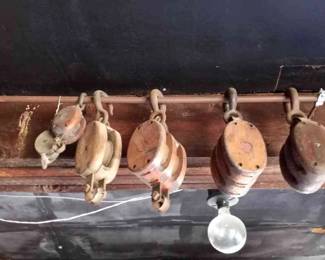 6 Antique Pullies