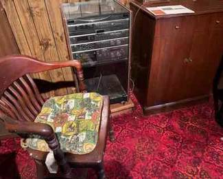 Record Player Tuner Equalizer In Cabinet ,cabinet And Chair