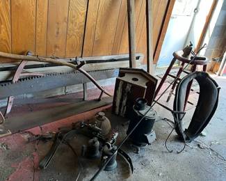 Scythe, Two Man Saw, Horse Yoke, Hay Hook More