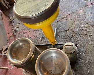 Vintage Ash Trays, Yellow Stool, Scale