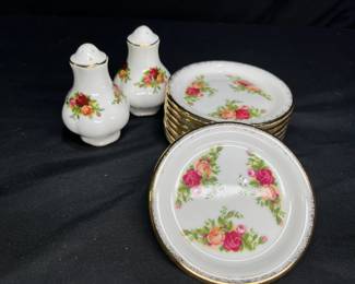 8 Butter Pat Plates Salt & Pepper Shakers