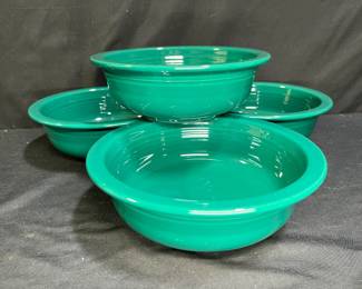 4 Dark Green Fiestaware Bowls