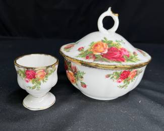 OCR Covered Trinket Box & Egg Cup