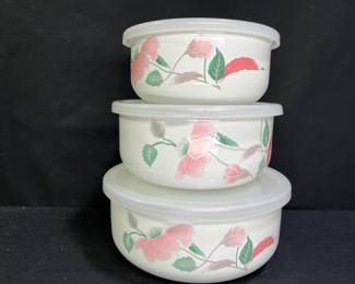 3 Mikasa Stack-able Metal Bowls with Lids