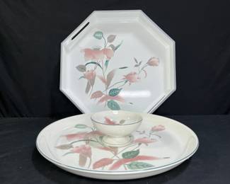 2 Mikasa Silk Flowers Octagonal Tray & Chip & Dip