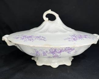 Antique Covered Vegetable Serving Bowl