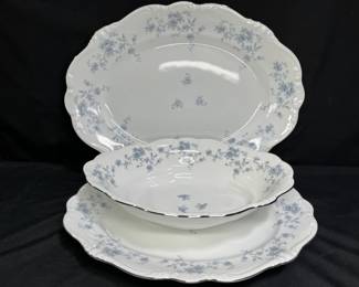 Haviland Blue Garland 3=Piece Serving Set
