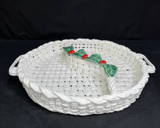 Lily & Vernon Basket Weave Holly Divided Dish