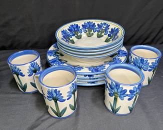 Louisville Stoneware Bachelor Button 4 Place Set