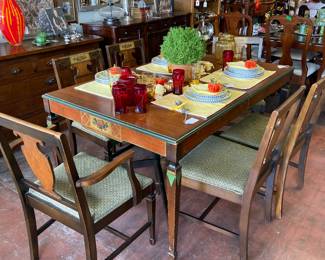 Dining Set Table and 6 Chairs hand painted $688