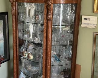 Antique Curved Glass China Cabinet