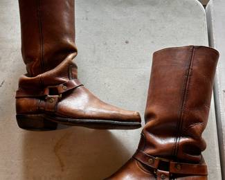 Brown Leather Square Toe Boots (Size 13)