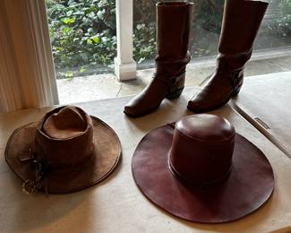 Brown Suede and Leather Hats and Boots