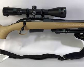 Ruger American 450 Bushmaster Bolt Action Rifle SN# 699-22490, Bipod, Barska Euro-30 -3-12x52 Scope, Muzzle Flash, Butler Creek Padded Ammo Sling, Level