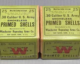 Winchester .30 Cal US Army Smokeless Primed Shells, Approx Qty 150