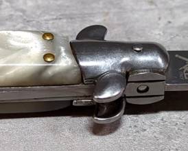 KC Italy Stiletto Switchblade, Mother Of Pearl Style Handle, 3.75" Blade