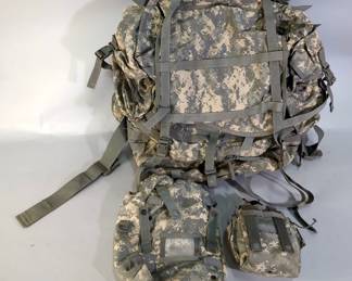 US Military Camo Backpack With Provision Pouch And Canteen
