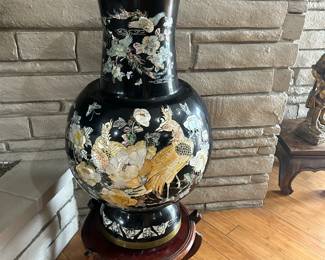 Japanese Cloisone Floor Vase  32" tall