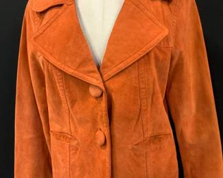 Chicos Orange Suede Jacket , Small
