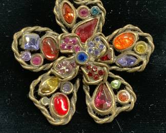 POSSI Multi Chrome Crystal Flower Brooch
