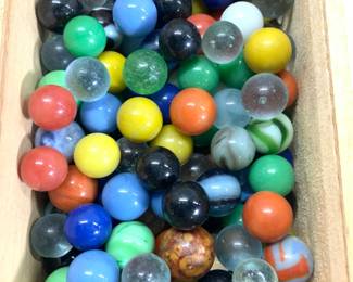 Large Lot Colored Glass Marbles
