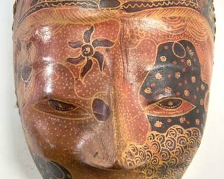 Vntg Leather Lined Tribal Wall Mask

