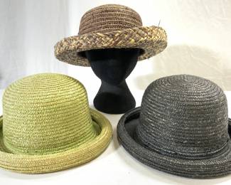 Lot 3 Assorted Woven Straw Hats
