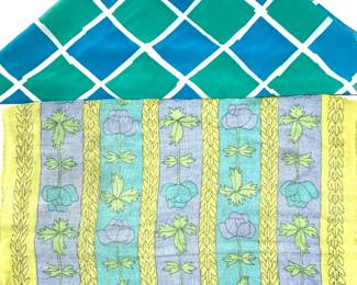 Silk Triangle Scarf, Linen Dish Towel
