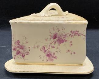 Signed Antique Porcelain Cheese Plate
