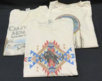 Lot 3 Native American Graphic Print Tee Shirts
