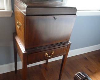 silver chest on stand